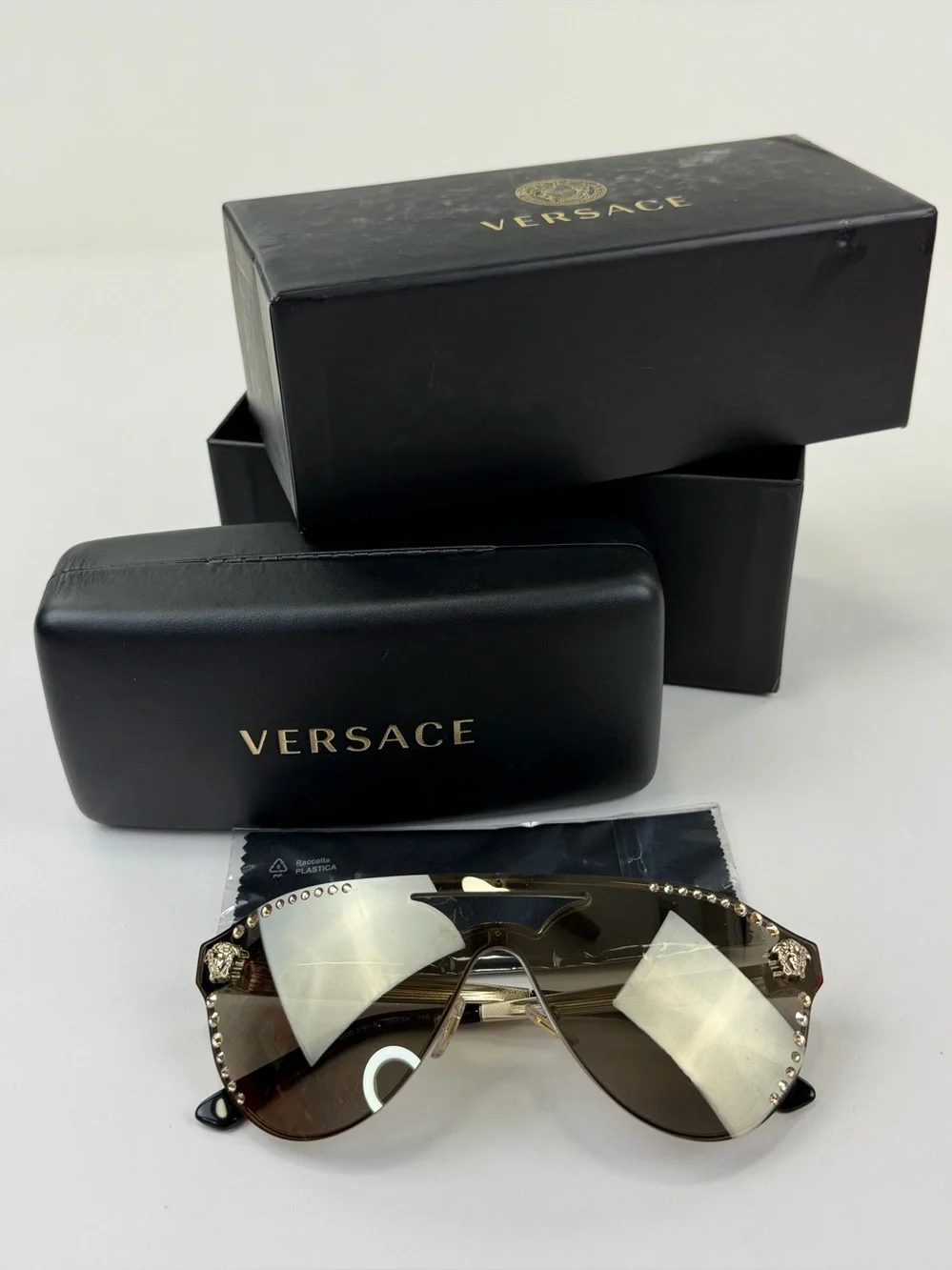 Versace Authentic Rimmed Crystal Medusa Sunglasses